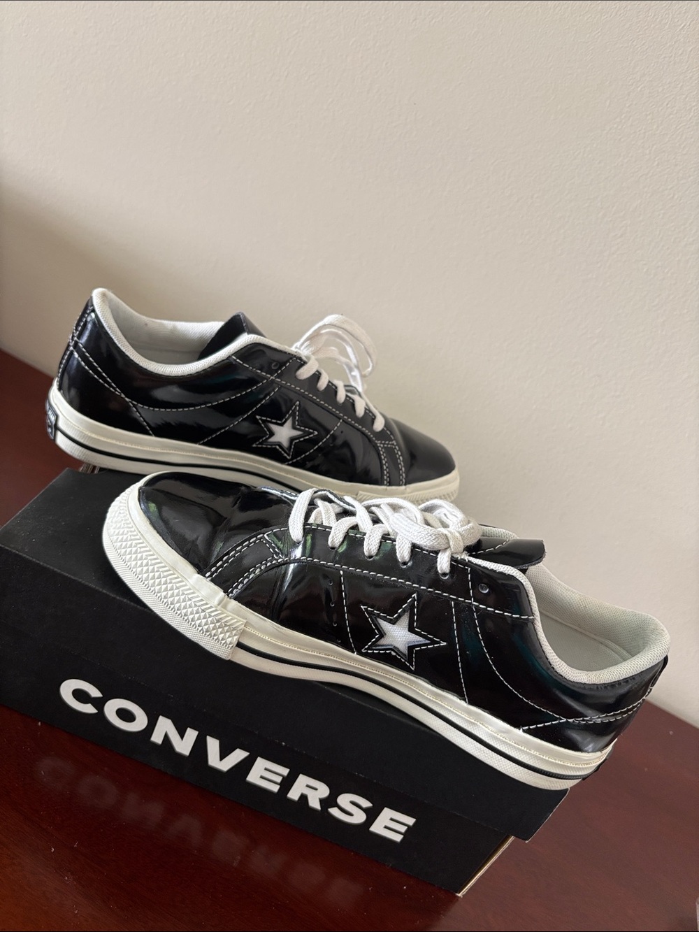 Converse women’s One Star Ox patent leather black unisex sneakers sz.7.5 - Picture 11 of 16